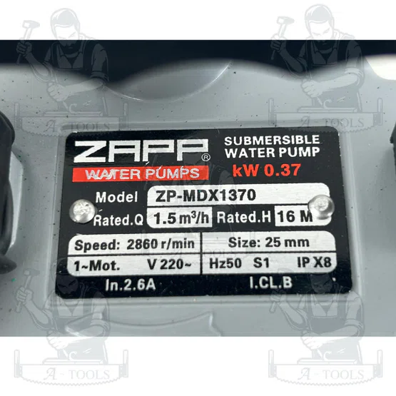 ZAPP ปั๊มแช่อลูมิเนียม ขนาด 1นิ้ว/370W รุ่น MDX1370 6