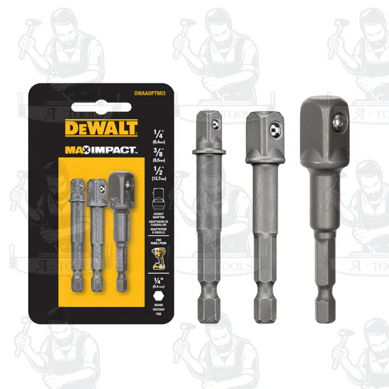 DEWALT รุ่น DWAADPTMI3 ก้านต่อลูกบ๊อกซ์ 1/4",3/8",1/2" ออกแบบมาเพื่อรองรับซ็อกเก็ตขนาด1/4", 3/8" และ 1/2" สินค้าพร้อมส่ง 2