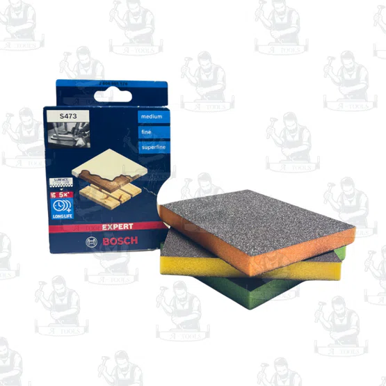 BOSCH ชุดกระดาษฟองน้ำ 3 ชั้น/กล่อง สีเขียว สีส้ม สีเหลือง 2608901176 เหมาะสำหรับขัดไม้และสีบนไม้ 4