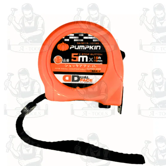 PUMPKIN รุ่น 10169 ตลับเมตร 2 หน้า ยาว 5mx19mm. DA-5019 ระบบล็อค 2 ตำแหน่ง คุณภาพดี ทนทาน สินค้า พร้อมส่ง 4