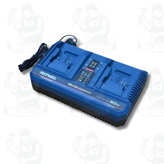 ROWEL รุ่น BCR2040D แท่นชาร์จแบตเตอรี่ 2 พอร์ท 20V 4.0Ah รองรับ Fast Charge ระบบหยุดชาร์จ เมื่อแบตเตอรี่เต็ม 2