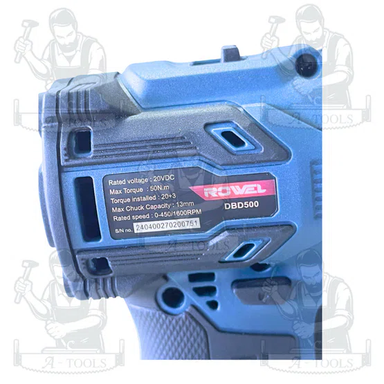 + + ROWEL สว่านกระแทก ไร้สาย 20V รุ่น RW-DBD500 (แบต 2Ah X 2 +แท่นชาร์จ) หัวจับดอก 13มม. 3