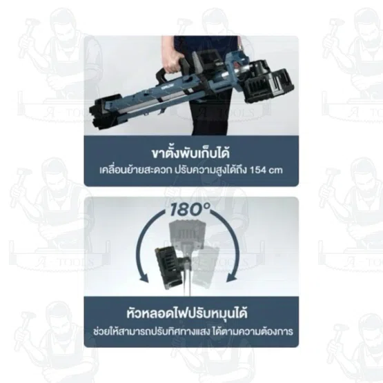 ROWEL รุ่น RW-PT-LT-DWL100-B สปอตไลท์ส่องสว่างไร้สาย 20V (เครื่องเปล่า) ปรับความสว่างได้ 4 ระดับ สินค้า 3