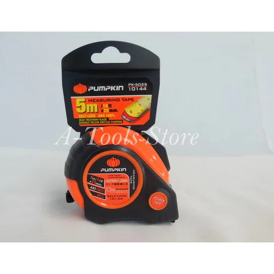 PUMPKIN ตลับเมตร 5เมตร พัมคิน รุ่น 10144 / PK-5025 หน้ากว้าง25mm. สายเทปหยุดอัตโนมัติ SELF-LOCK 5