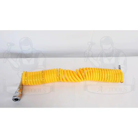 PUMPKIN สายลมขดสปริง+coupler พัมคิน ยาว 6M รุ่น 31498 APOLLO สีเหลือง แรงดันสูง 10Bar ผลิตจากวัสดุ PU มีความยืดหยุ่น 5