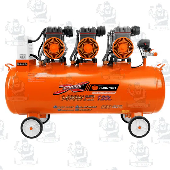 PUMPKIN ปั๊มลม ออยฟรี พัมคิน รุ่น 31555 / PTT-X6HP120 ความจุถัง 120ลิตร กำลังไฟ1490W เสียงเงียบ 6