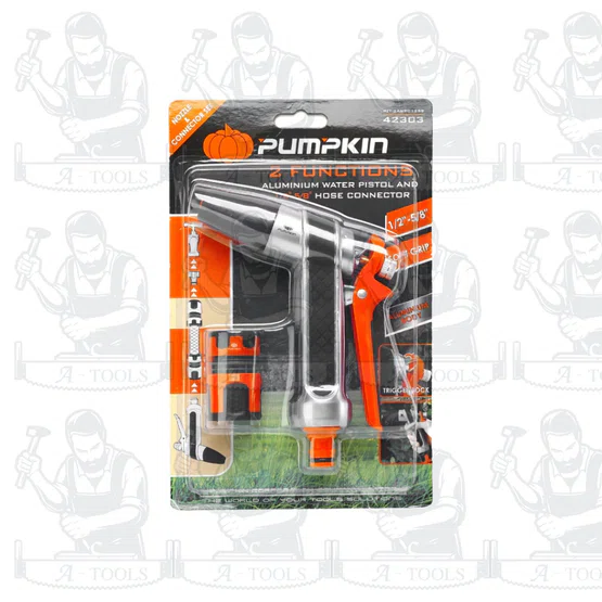 PUMPKIN ชุดปืนฉีดน้ำอลูมิเนียม 2 ฟังก์ชั่น พร้อมข้อต่อสายยาง 1/2″-5/8″ รุ่น 42303 แข็งแรง ทนทาน สินค้าพร้อมส่ง 6