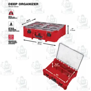 + + Milwaukee กล่องเครื่องมือ PACKOUT DEEP Organizer รุ่น 48-22-8432 4