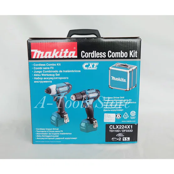MAKITA COMBO KIT มากีต้า 12V MAX รุ่น CLX224X1 สว่านชุดDF333DZสว่านไร้สาย+TD110DZไขควงกระแทกไร้สาย+BOXกล่องเหล็ก CLX224 6