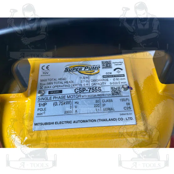 MITSUBISHI ปั๊มแช่ดูดโคลน 3" รุ่น CSP-755S กำลังไฟ 750 W แรงดันไฟ 220V. รับประกัน 1 ปี ของแท้ 100% พร้อมส่ง 5
