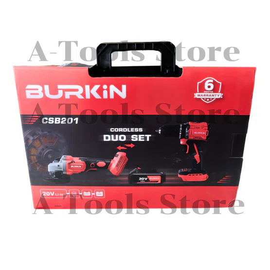 BURKIN CORDLELL DUO SET เครื่องเจียร +สว่านกระแทก ไร้สาย รุ่น BK-CSB201 20V (แท่นชาร์จ +แบต 4.0Ah x2) 6