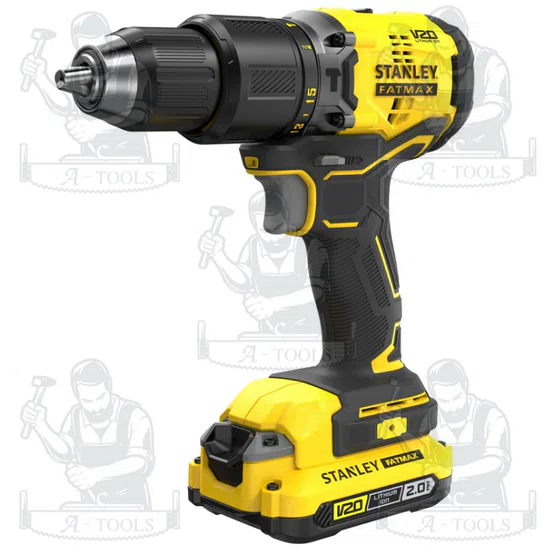 STANLEY สว่านกระแทกไร้สาย 20V รุ่น SBD715D2KA-B1 (แบต 2.0AHx2+กล่องอุปกรณ์100ชิ้น) 2