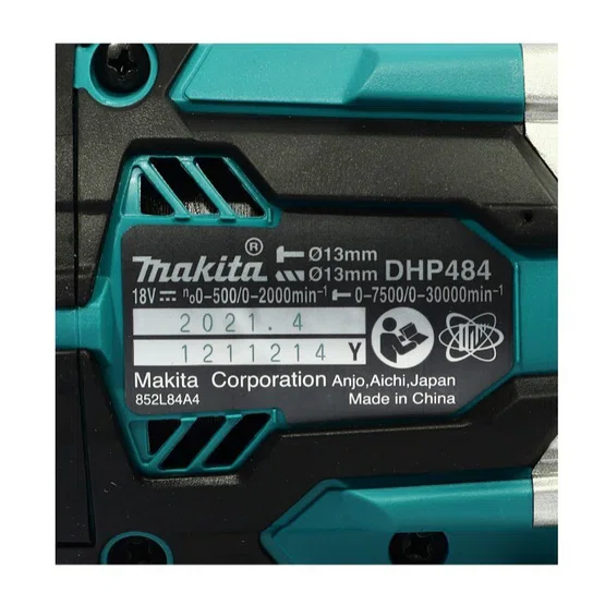 MAKITA สว่าน กระแทก ไร้สาย 18V รุ่น DHP484Z (ตัวเปล่า) (ไม่รวมแบต-แท่นชาร์จ) ขนาด13มม. (1/2 นิ้ว) DHP484 **ของแท้100%** 6