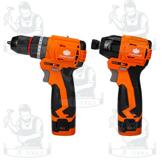 + + PUMPKIN พัมคิน ชุดสว่านกระแทกไร้สายและไขควงกระแทกไร้สาย 16V รุ่น XT-16IMDID-202CK/ 50438 2