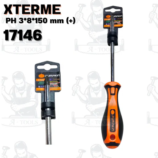 PUMPKIN รุ่น XTREME 17146 ไขควงแฉกและ XTREME 17147 ไขควงแบนด้ามยาง ขนาด 8x150มม ปลายไขควงชุบดำ ยืดอายุการใช้งานให้ยาวนาน 2