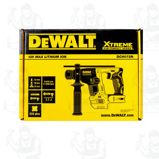 Dewalt รุ่น DCH072N-KR สว่านโรตารี่ไร้สายไร้แปรงถ่าน 12V เฉพาะตัวเครื่อง สามารถเจาะคอนกรีต อิฐ ปูน เสา คาน โครงสร้างได้ 4