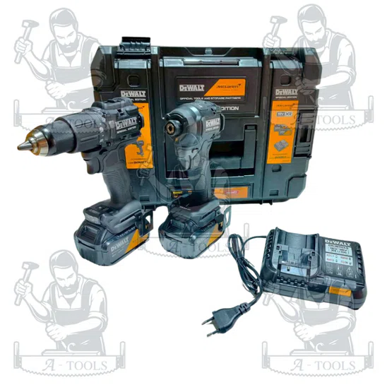DEWALT รุ่น DCK2222MM2T-QWP ชุดสว่าน+ไขควงกระแทก พร้อมแบต 4Ahx2+แท่นชาร์จ 4Ah และกล่องเก็บอุปกรณ์ TSTAK ฟรีเสื้อ DEWALT 6