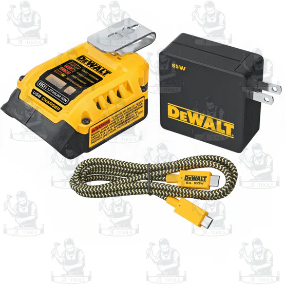 DeWALT อะแดปเตอร์ ชาร์จแบต 18V พอร์ตชาร์จ USB-C รุ่น DCB094K-QW (รวมปลั๊ก+สายUSB) / DCB094-B1 (เครื่องเปล่า) DCB094 2