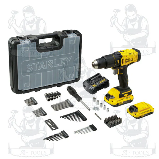 STANLEY สว่านกระแทก ไร้สาย 20V รุ่น SCD711D2KA-B1 (แบต 2.0AH +แท่นชาร์จ +กล่องเครื่องมือ และชุดดอกสว่าน100ชิ้น) 4