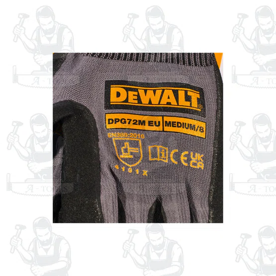 DEWALT ถุงมือทำงานแบบยึดจับทนทานสูง รุ่น DPG72M ไซส์ M / DPG72L ไซส์ L ผ้าไนลอน ระบายอากาศ ต้านทานน้ำมันและน้ำ 3