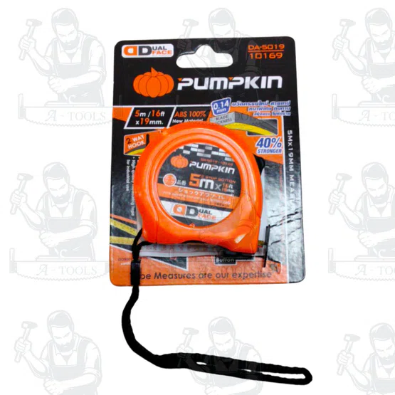 PUMPKIN รุ่น 10169 ตลับเมตร 2 หน้า ยาว 5mx19mm. DA-5019 ระบบล็อค 2 ตำแหน่ง คุณภาพดี ทนทาน สินค้า พร้อมส่ง 5