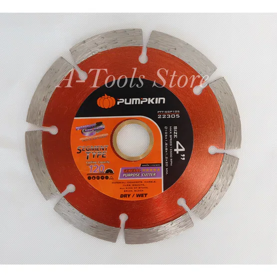 PUMPKIN​ ใบตัด เพชร​​ 4นิ้ว รุ่น 22305 / PTT-SGP105 SEGMENT TYPE หนา1.8mm. ตัดได้ไกล120m. ตัด คอนกรีต หินอ่อน กระเบื้อง 6