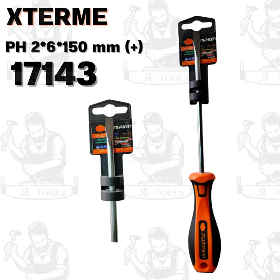 PUMPKIN รุ่น XTREME 17142 ไขควงแฉก และ XTREME 17143 ไขควงแบนด้ามยาง ขนาด 6x150มม ผลิตจากเหล็กโครมวานาเดียม 3
