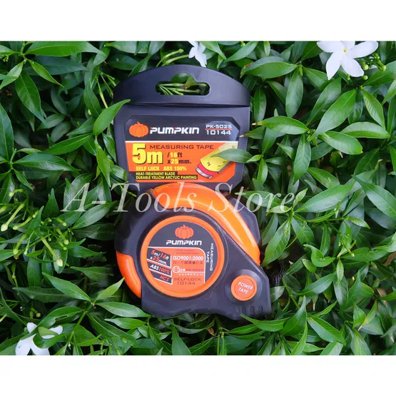 PUMPKIN ตลับเมตร 5เมตร พัมคิน รุ่น 10144 / PK-5025 หน้ากว้าง25mm. สายเทปหยุดอัตโนมัติ SELF-LOCK 2