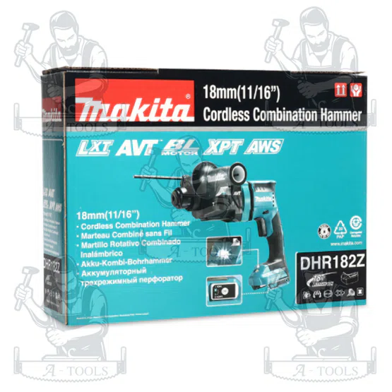 MAKITA รุ่น DHR-182Z สว่านโรตารี่ไร้สาย 18V ขนาด 18 มม.(11/16 นิ้ว) ขนาดหัวจับดอกสว่าน 1/2 นิ้ว ใช้กับดอกสว่าน SDS PLUS 6