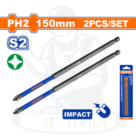 WADFOW ดอกไขควง กระแทกแฉก รุ่น WSV4K64 PH2x150mm S2 2ชิ้น/เซ็ต 3