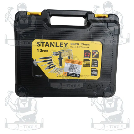 STANLEY ชุดสว่านกระแทก 13มม. 600W SDH600KV-B1 พร้อมเครื่องมือช่างและอุปกรณ์เสริม 13ชิ้น SDH600 5