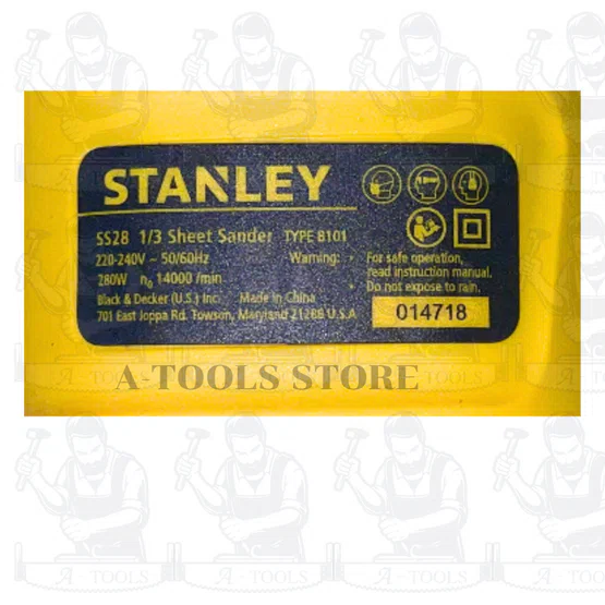 STANLEY เครื่องขัดกระดาษทราย แบบสี่เหลี่ยม 1/3นิ้ว รุ่น SS28-B1 กำลังไฟ 280W รับประกัน2ปี 6