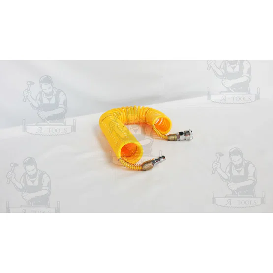 PUMPKIN สายลมขดสปริง+coupler พัมคิน ยาว 6M รุ่น 31498 APOLLO สีเหลือง แรงดันสูง 10Bar ผลิตจากวัสดุ PU มีความยืดหยุ่น 6