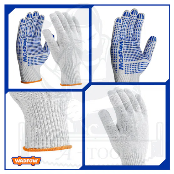 WADFOW ถุงมือผ้า กันลื่น รุ่น WKG1801 12คู่/1โหล ขนาด XL (สีขาว) 5
