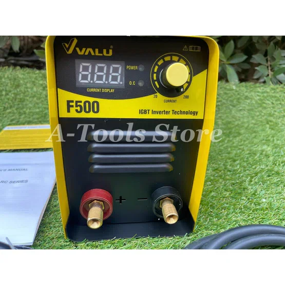 VALU ตู้เชื่อม เครื่องเชื่อมไฟฟ้า แวลู รุ่น F500 กระแส 20-200แอมป์ 220V ขนาดลวด 1.6-3.2mm. มีระบบIGBT Anti Sticking 5