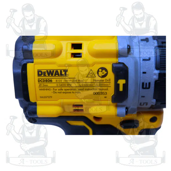 + + DEWALT สว่านกระแทกไร้สาย 13mm. 20V รุ่น DCD806N-B1 (ตัวเปล่า) กันสะบัด รับประกัน3ปี 4