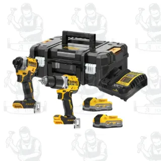 DEWALT รุ่น DCK2050S2T-B1 ชุดCOMBO SETสว่านกระแทกและไขควงกระแทกไร้สายไร้แปรงถ่าน 20V Max (DCD806-DCF850)พร้อมกล่อง TSTAK 3