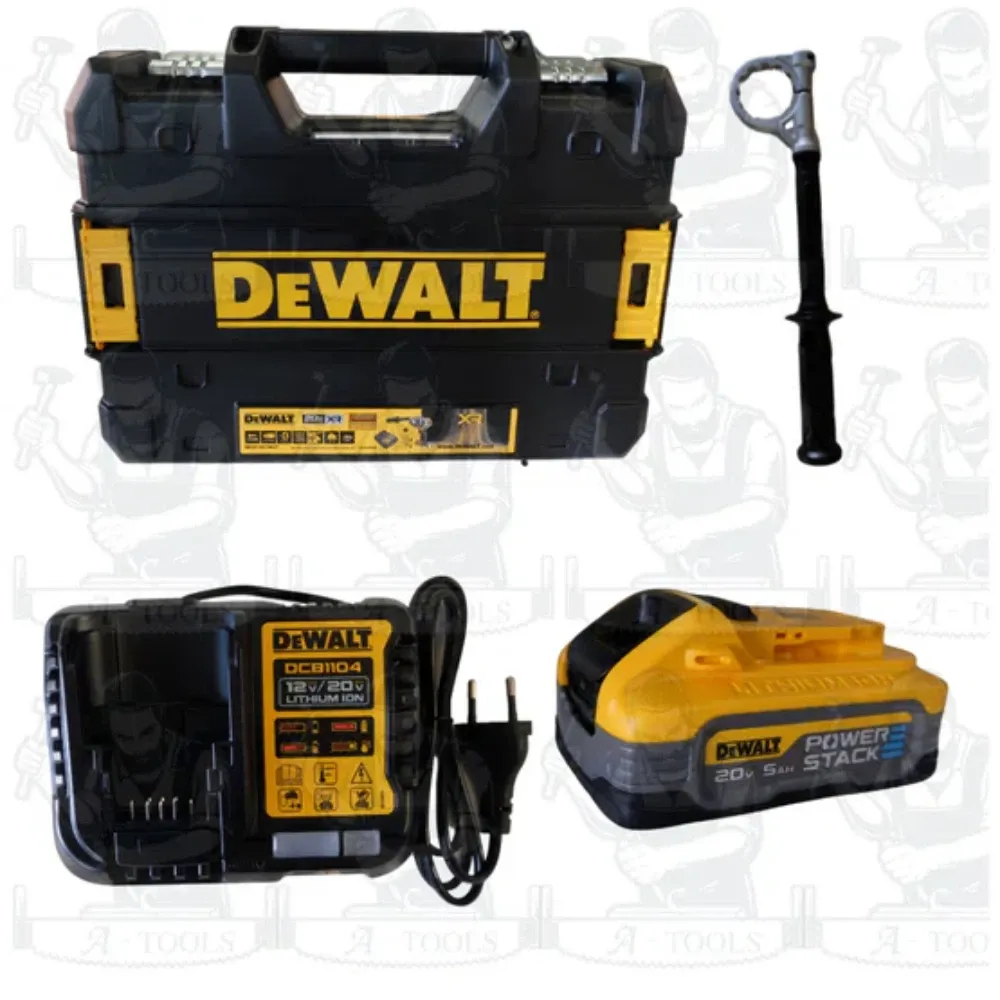 DEWALT ชุดสว่านกระแทกไร้สาย 20V รุ่น DCD1007H1T-B1 (แบตPowerstack 5.0AH x1 +แท่นชาร์จ) DCD1007 **ของแท้100%** รายละเอียด 2