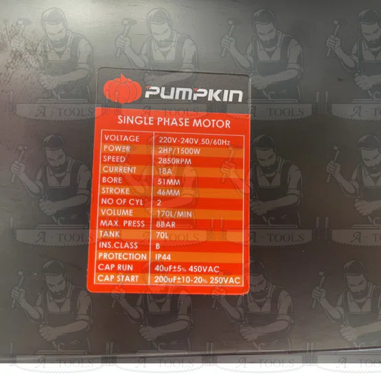 PUMPKIN ปั๊มลม สายพาน 70ลิตร พัมคิน รุ่น PTT-M2HP70 / 31552 มอเตอร์ 2แรงม้า 1500วัตต์ รับประกัน18เดือน *ส่งเร็ว ของแท้* 6