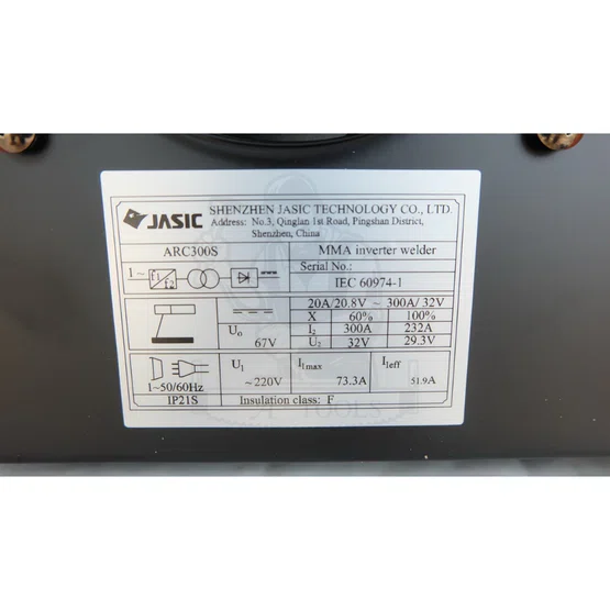 JASIC เครื่องเชื่อม อินเวอร์เตอร์ เจสิค รุ่น ARC300S กระแสไฟเชื่อม20-300แอมป์ 220โวลต์ ขนาดลวดที่ใช้ 1.6-5.0มม. ระบบIGBT 6
