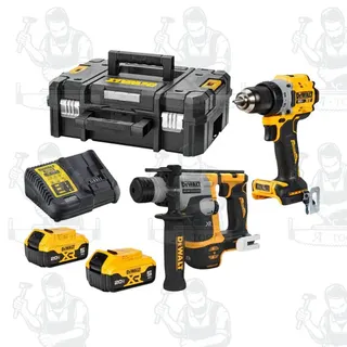 DEWALT รุ่น DCK2215P2T-B1 (DCD800+DCH172) ชุดคอมโบสว่านไขควงและสว่านโรตารี่ไร้สายไร้แปรงถ่าน 20V Max พร้อมแบตเตอรี่ 5AH* 2