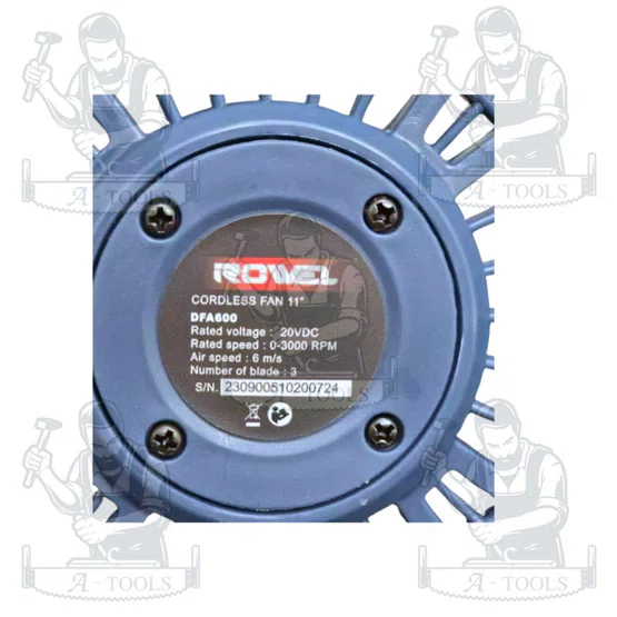 + + ROWEL พัดลมไร้สาย 11" 20V รุ่น DFA600 (แบต 2.0Ah x1+แท่นชาร์จ) ปรับแรงลมได้ 3ระดับ 4