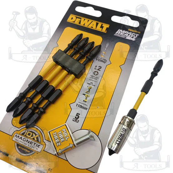 DEWALT ดอกไขควง2ด้าน PH2 FLEXTORQ 110มม. 5ชิ้น รุ่น DWA2SD110 พร้อมปลอกแม่เหล็ก ของแท้ 100% พร้อมส่ง 3