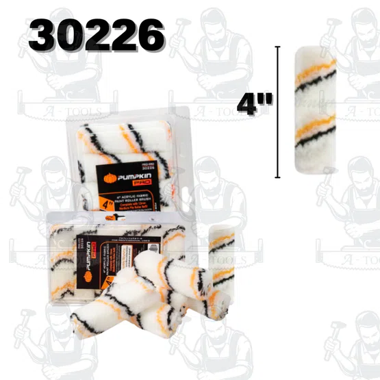 PUMPKIN รุ่น 30206 / 30226 / 30233 ขนแปรงลูกกลิ้งทาสี 4″ผอม แพ็คละ 12 อัน เหมาะสำหรับทาสีน้ำ และสีน้ำมัน 3