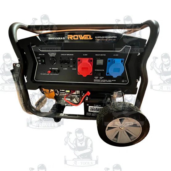 ROWEL เครื่องปั่นไฟ เบนซิน 7.5KW รุ่น RW-GE-RW8500EA/D 2ระบบ 220V/380V 15HP 4จังหวะ 7500วัตต์ 3