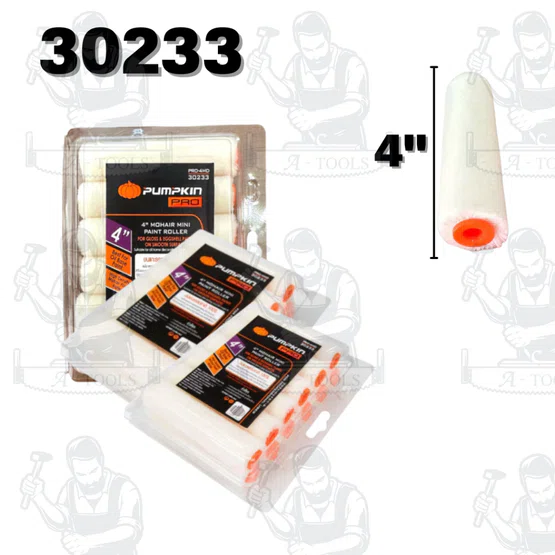 PUMPKIN รุ่น 30206 / 30226 / 30233 ขนแปรงลูกกลิ้งทาสี 4″ผอม แพ็คละ 12 อัน เหมาะสำหรับทาสีน้ำ และสีน้ำมัน 4
