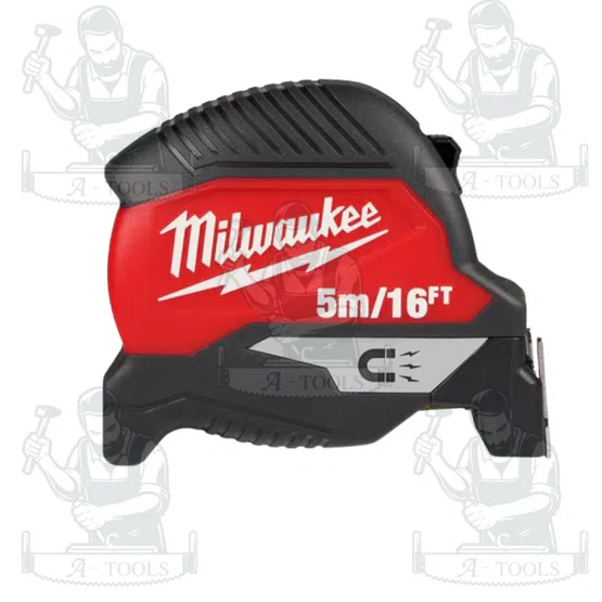 Milwaukee ตลับเมตร รุ่น COMPACT MAGNETIC- 4932498769 New 5 เมตร 16 ฟุต การออกแบบที่กะทัดรัดและถูกหลักสรีรศาสตร์ 2