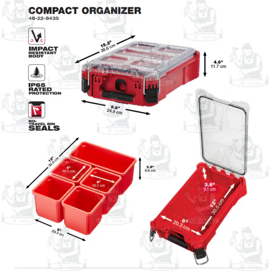 + + Milwaukee กล่องเครื่องมือ PACKOUT Compact Organizer รุ่น 48-22-8435 4