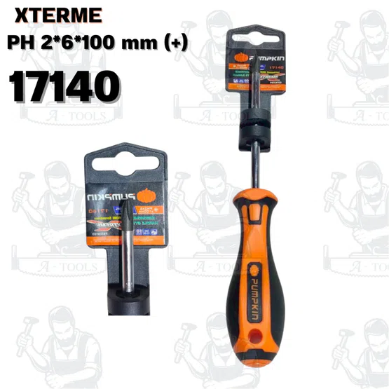 Pumpkin รุ่น XTREME 17140 ไขควงแฉก และ XTREME 17141 ไขควงแบน ด้ามยาง  ขนาด 6x100 มม. ปลายหัวไขควงชุบดำ ป้องกันการสึกหรอ 2