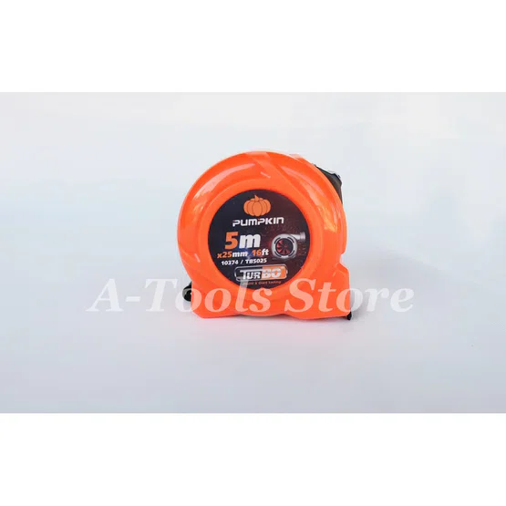 PUMPKIN ตลับเมตร 5เมตร รุ่น 10374 / TURBO-5025 หน้ากว้าง 25mm. (1") ผลิตจากพลาสติก ABS 100% เล็ก เบา แข็งแรง ตกไม่แตก (สี=ส้ม) 3